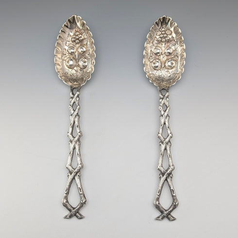 19世紀後半 英国アンティーク シルバープレート製 ベリースプーン ペア ケース入